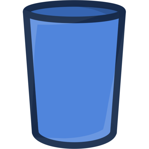 A cartoon style drawing of a blue plastic cup